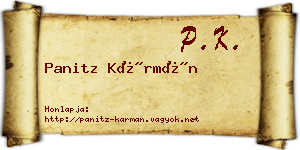 Panitz Kármán névjegykártya